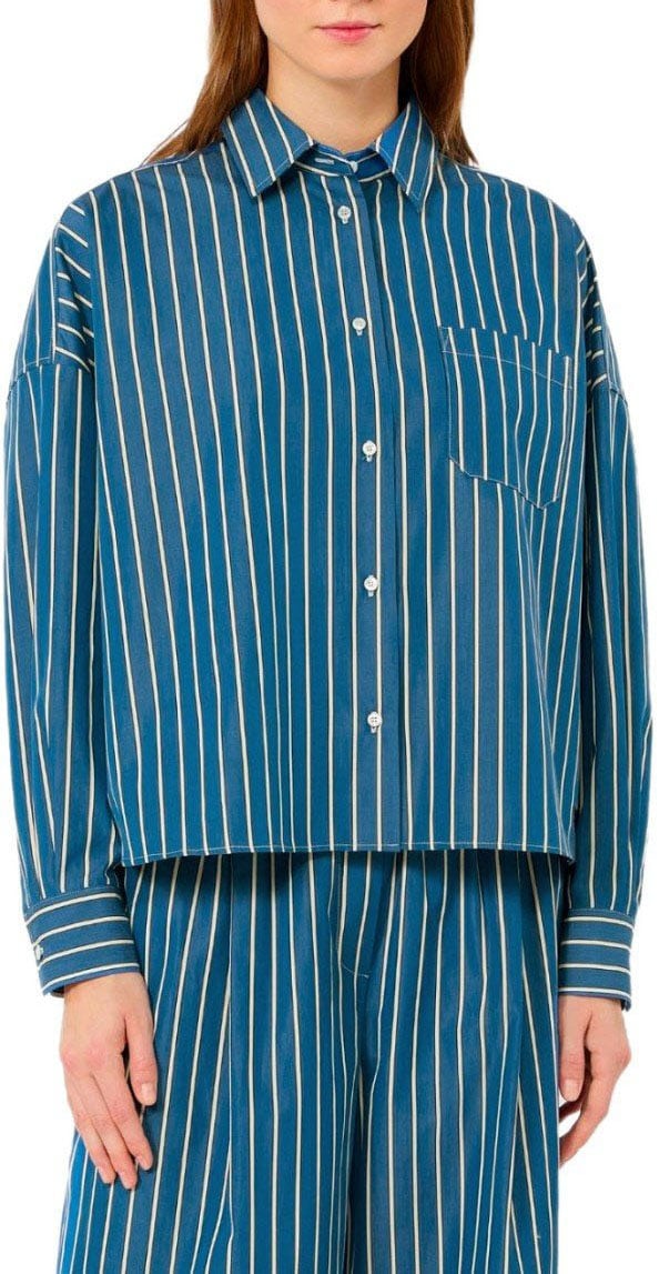 MAX MARA WEEKEND ONORE WHITE STRIPED SHIRT Blauw