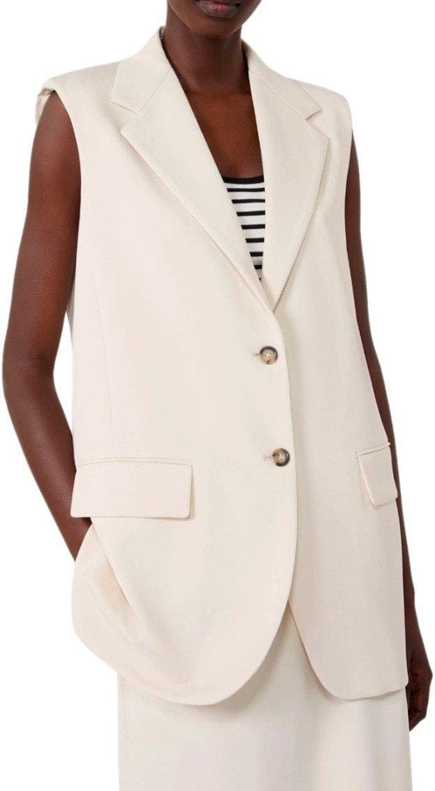 MAX MARA WEEKEND FIORE IVORY BELTED VEST Wit