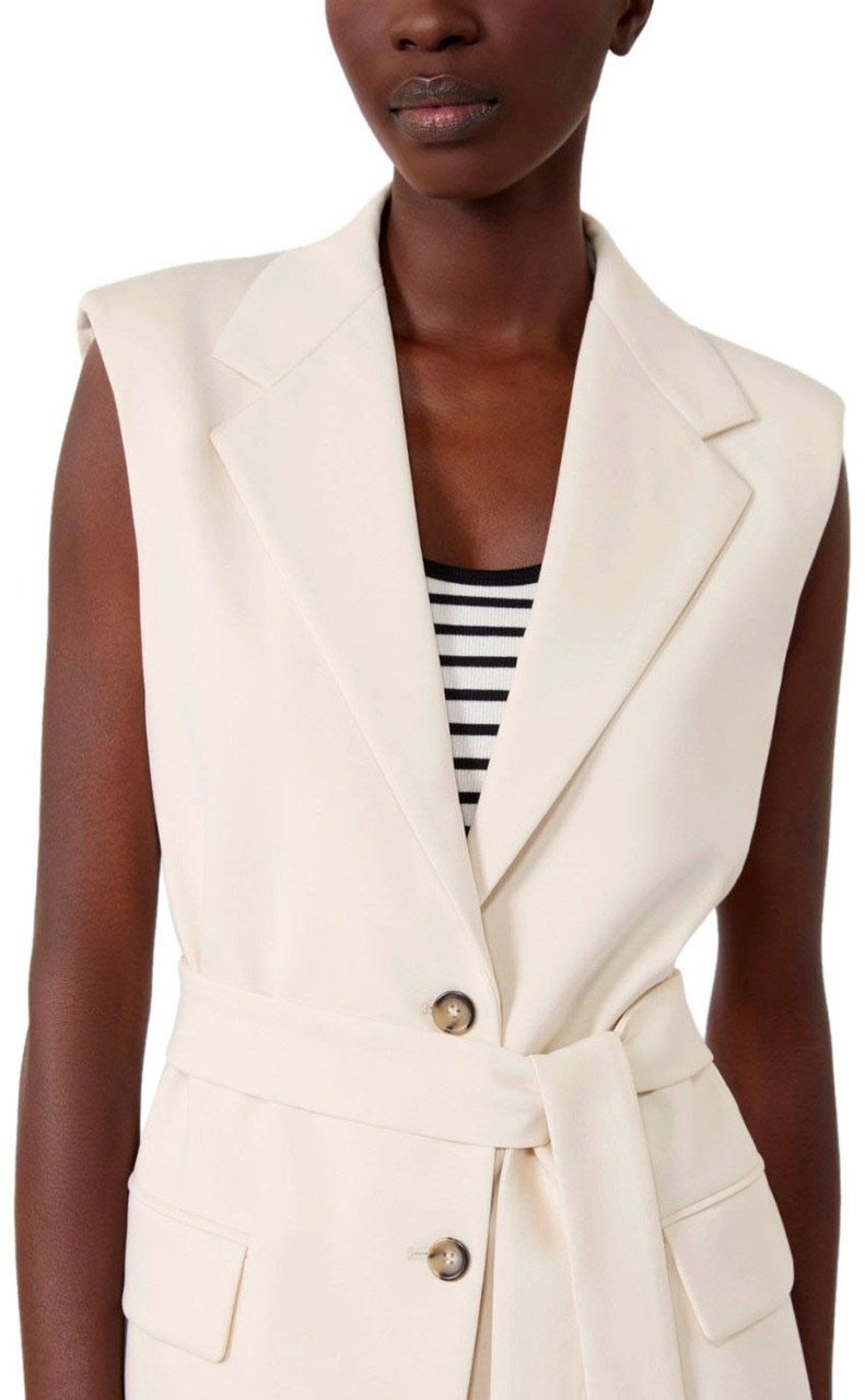 MAX MARA WEEKEND FIORE IVORY BELTED VEST Wit