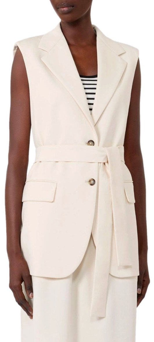 MAX MARA WEEKEND FIORE IVORY BELTED VEST Wit