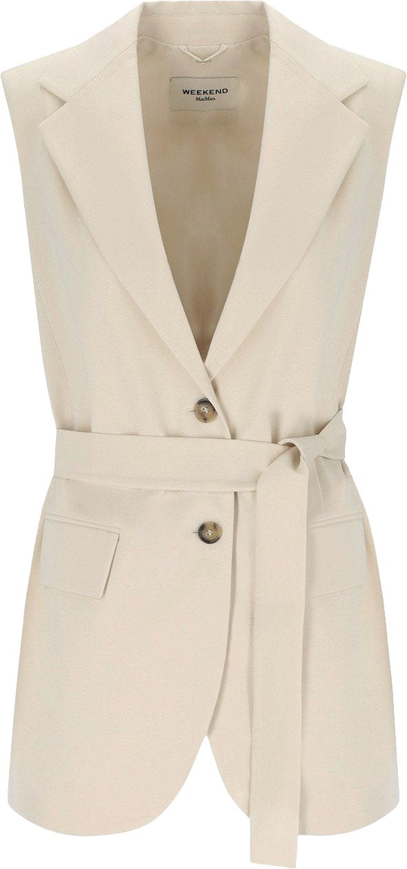 MAX MARA WEEKEND FIORE IVORY BELTED VEST Wit