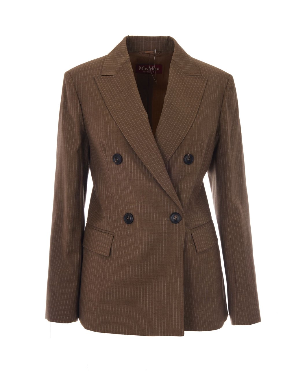 Max Mara Double-Breasted Tailored Blazer With Pinstripe Design Grijs