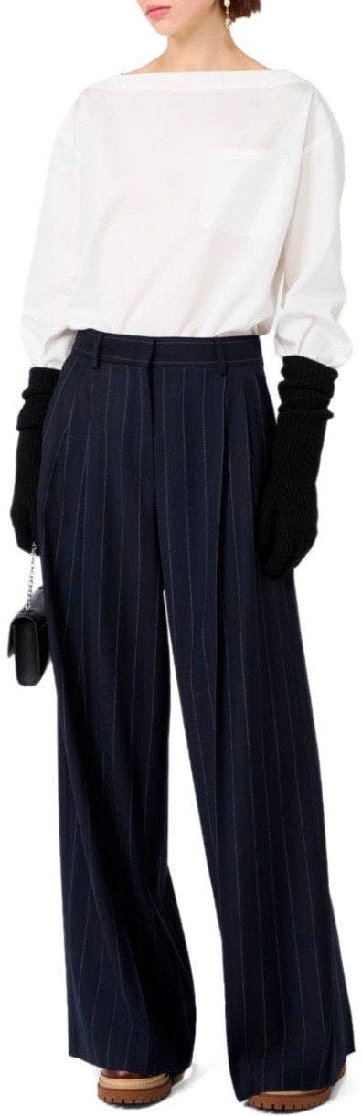 MAX MARA WEEKEND NEBBIE PINSTRIPE TROUSERS Blauw