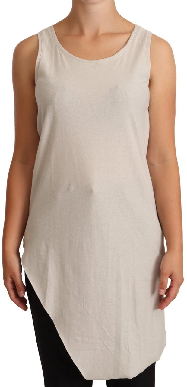 Max Mara Light Gray 100% Cotton Sleeveless Razor Back Tank Top Grijs