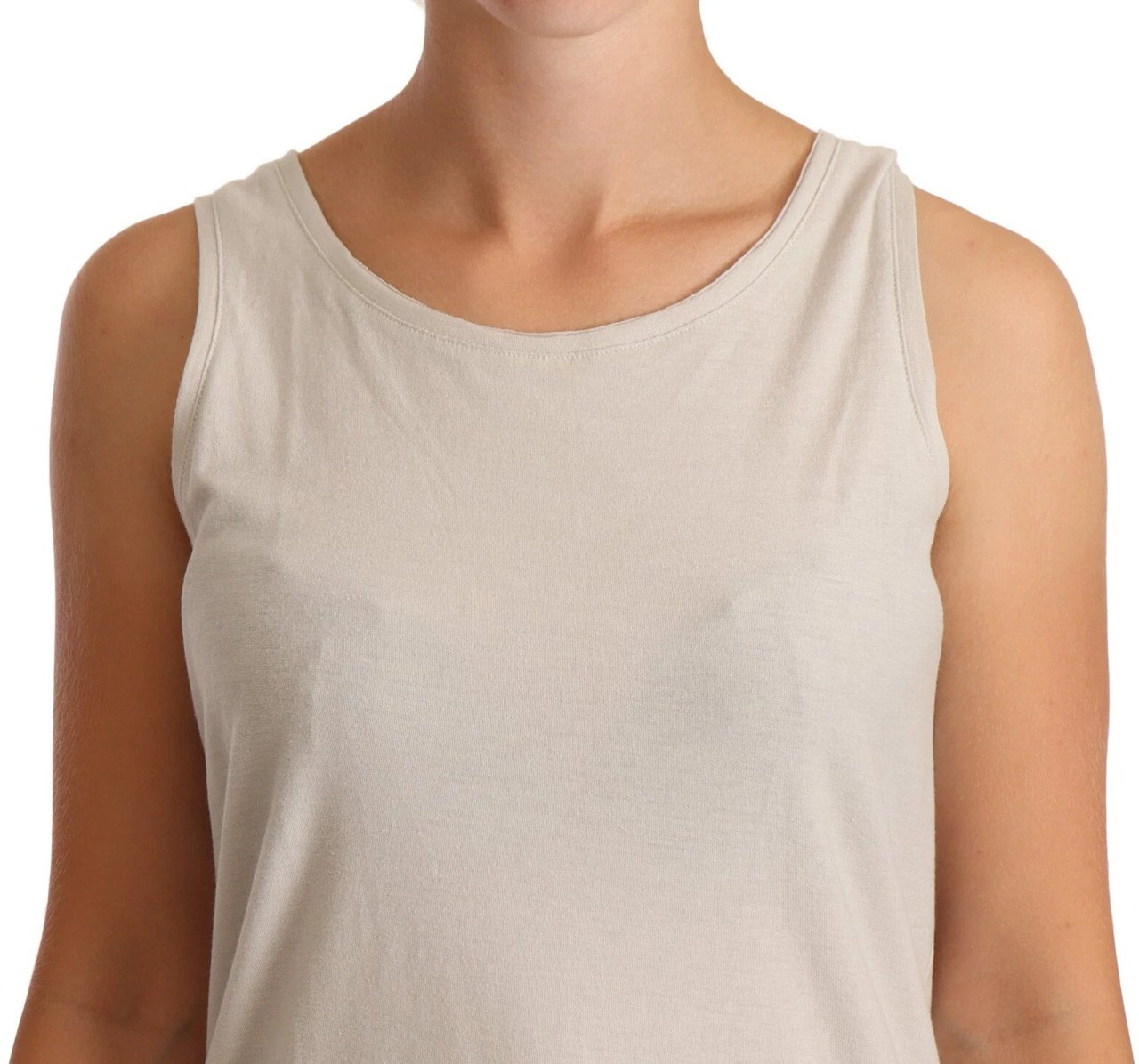 Max Mara Light Gray 100% Cotton Sleeveless Razor Back Tank Top Grijs