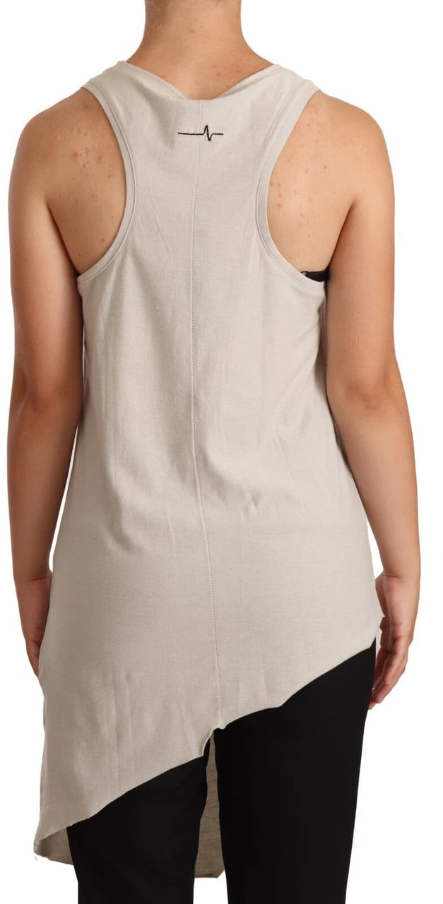 Max Mara Light Gray 100% Cotton Sleeveless Razor Back Tank Top Grijs