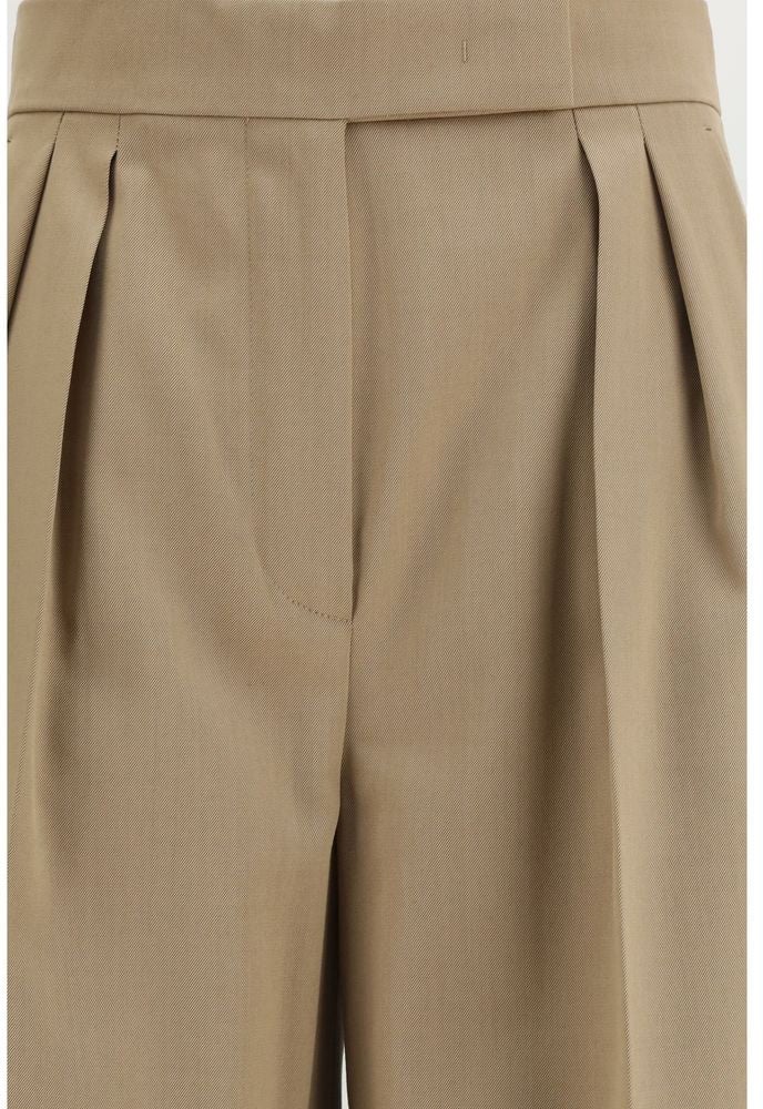 Max Mara Beige Wool Casual Pants Beige