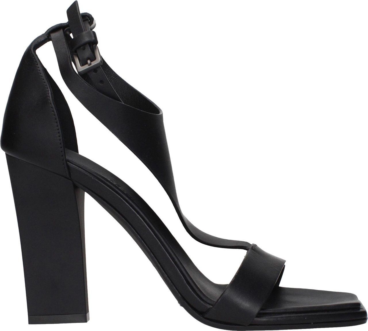 Max Mara Black Leather Stiletto Heel Sandals Zwart