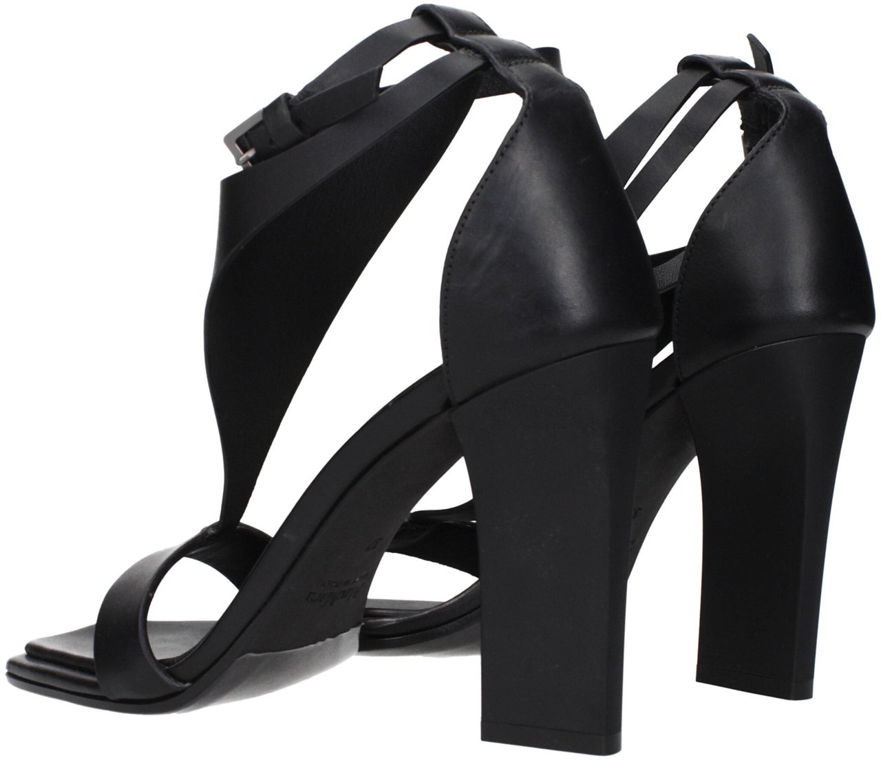 Max Mara Black Leather Stiletto Heel Sandals Zwart
