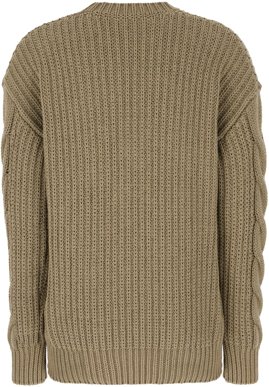 Max Mara Max Mara Khaki green cotton Acciaio oversize sweater Groen