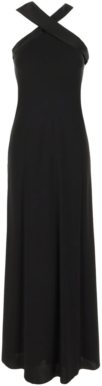 Max Mara Max Mara Studio Elegante Black triacetate blend long dress Zwart
