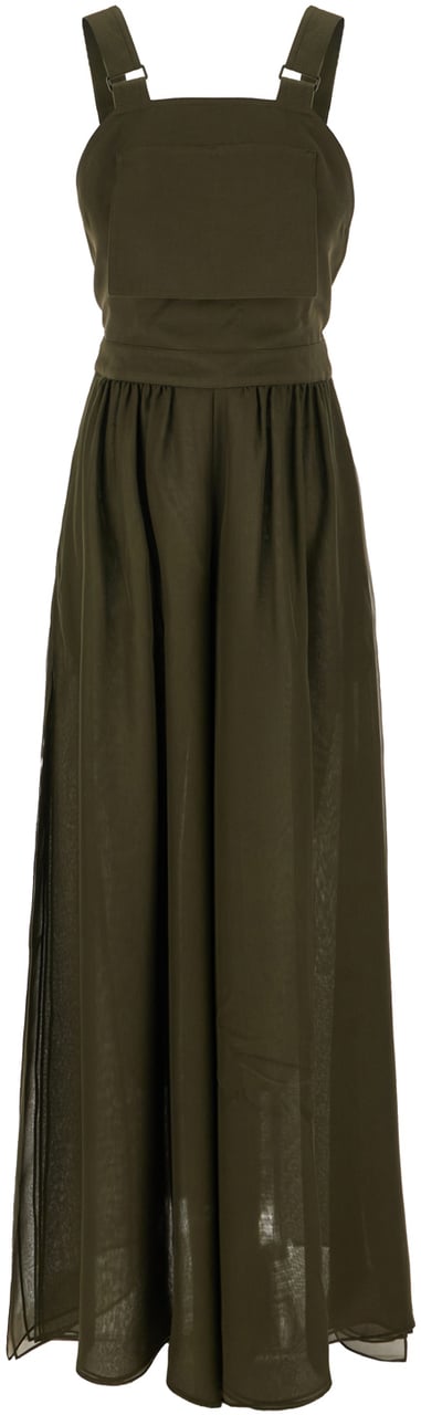 Max Mara Max Mara Military green cotton and silk jumpsuit Groen