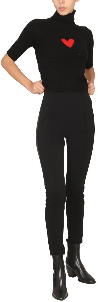Max Mara Satin-Finish Nylon Pants with Side Zipper Closure Zwart