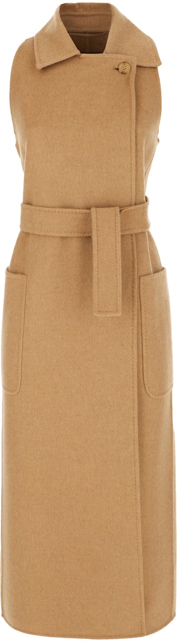 Max Mara Max Mara Beige camel sleeveless coat Bruin