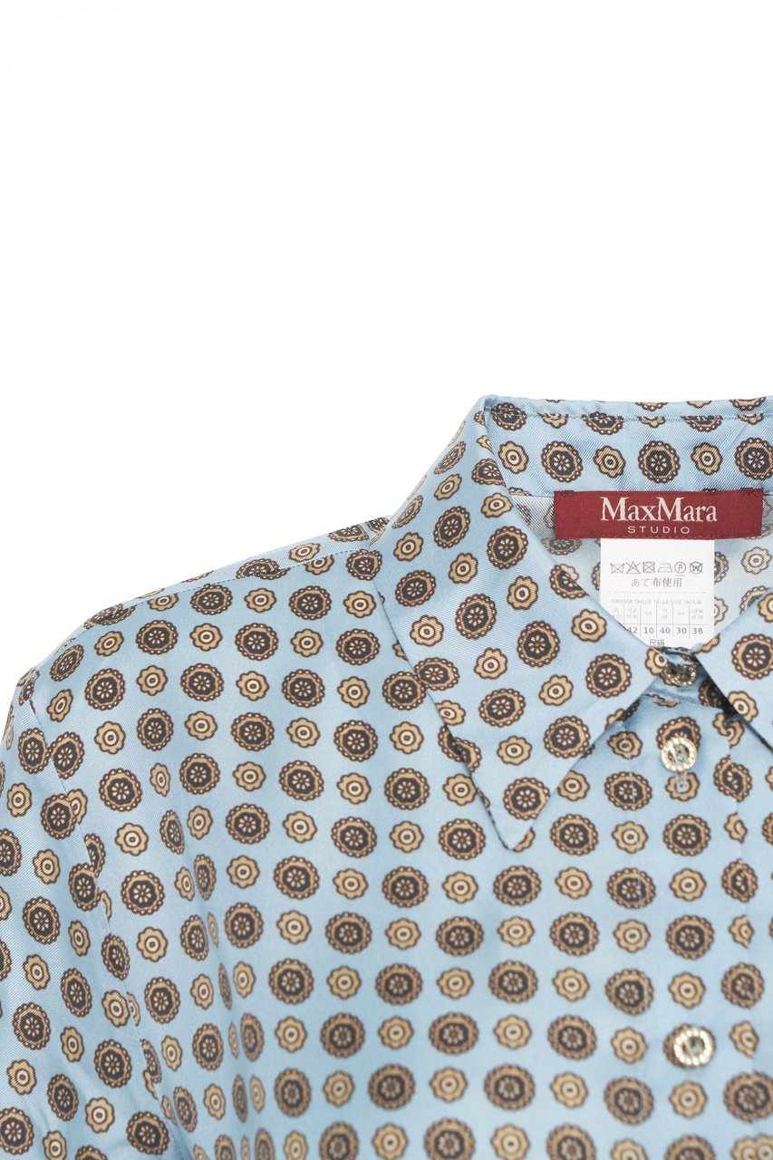 Max Mara Blouse with waist belt 'Boccale' Blauw