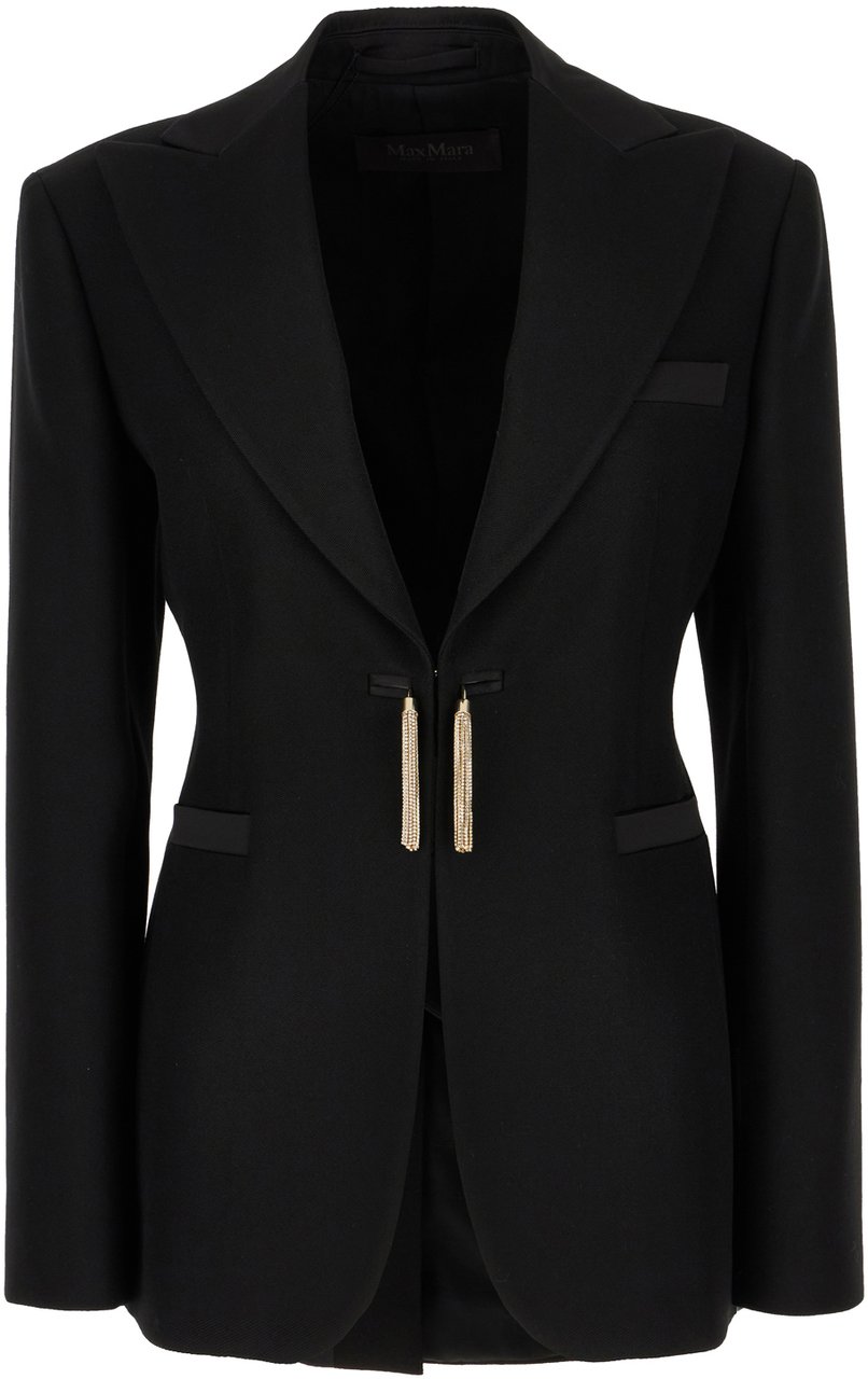 Max Mara Pianoforte Black wool blazer Zwart