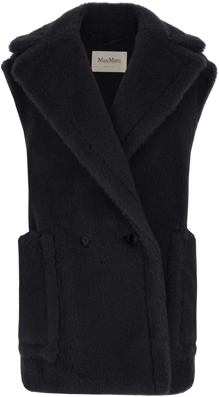 Max Mara Black alpaca blend sleeveless coat Zwart