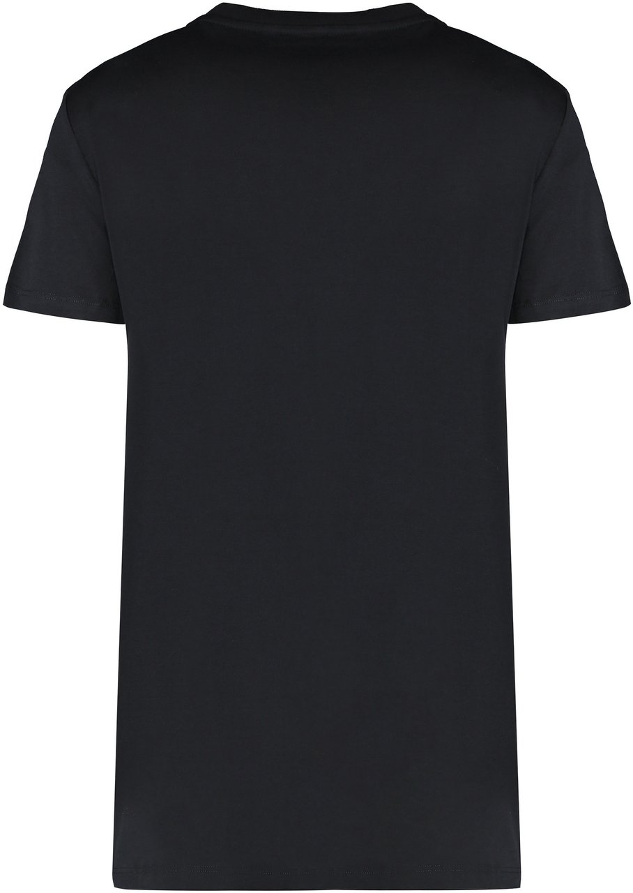 Max Mara Cotton T-shirt with embroidery Zwart