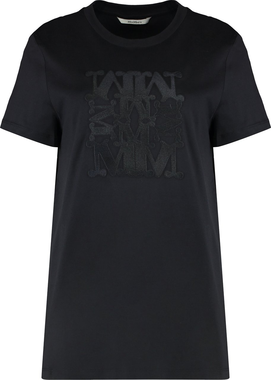 Max Mara Cotton T-shirt with embroidery Zwart