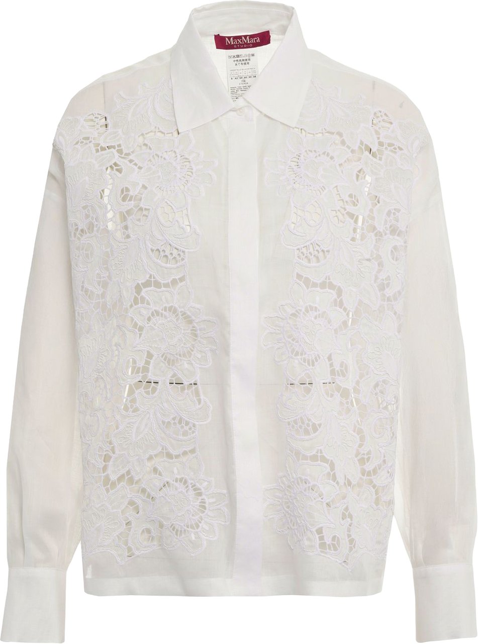 Max Mara Blouse with floral embroidery 'Cali' Wit