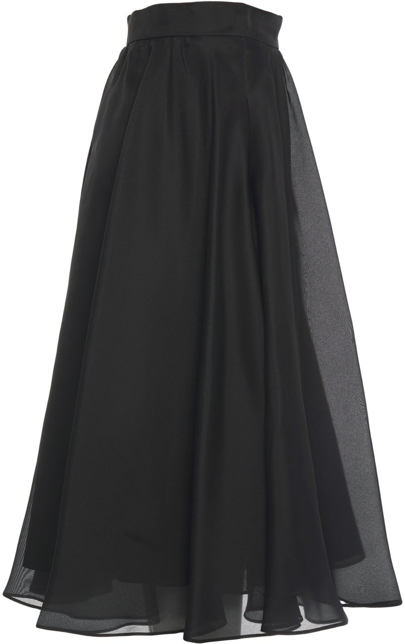 Max Mara Silk midi skirt 'Calle' Zwart