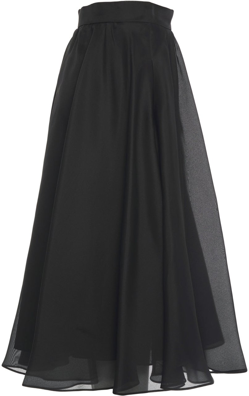 Max Mara Silk midi skirt 'Calle' Zwart