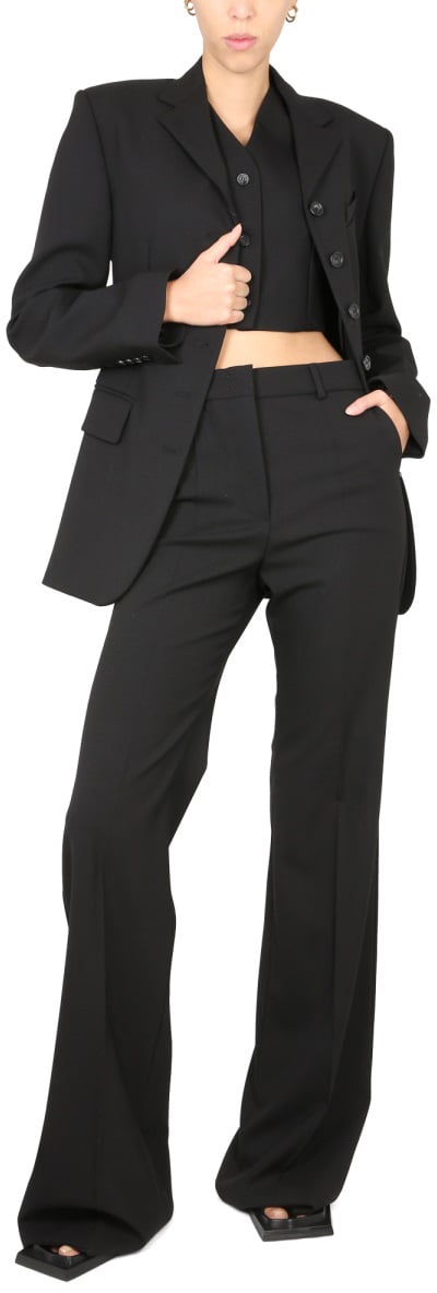 Max Mara Single-Breasted Jacket with Mirror Lapels and Tailored Finish Zwart