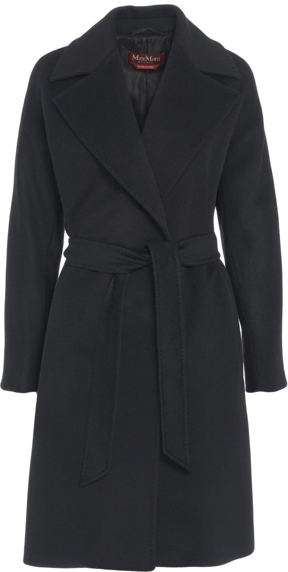 Max Mara Coat with waist belt Zwart