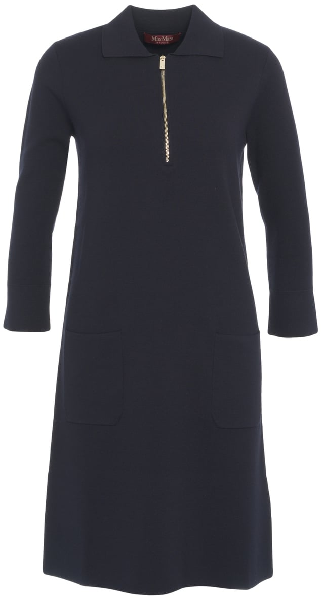 Max Mara Abito midi con colletto e cerniera Blauw