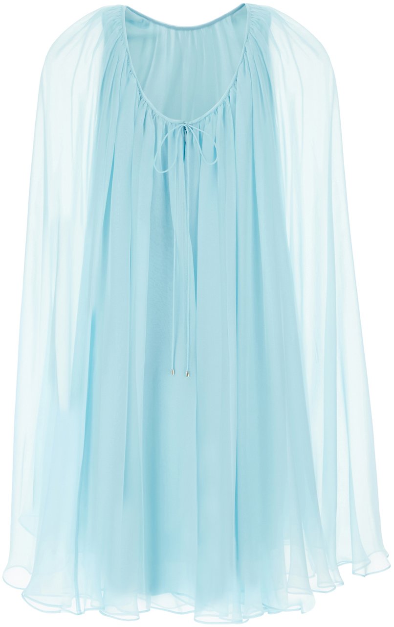 Max Mara Max Mara Pianoforte Light-blue silk mini dress Lichtblauw
