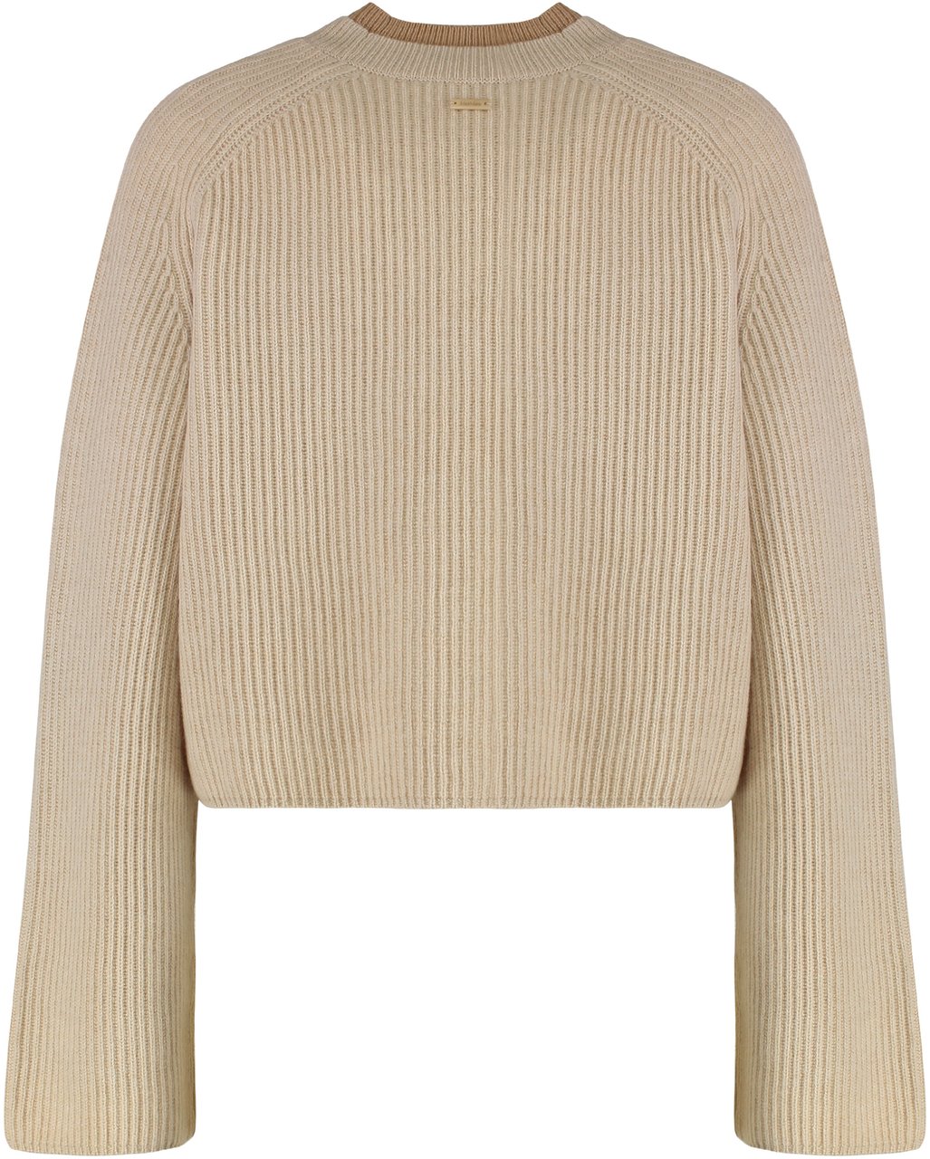 Max Mara Wool and cashmere jersey with a ribbed knit Beige