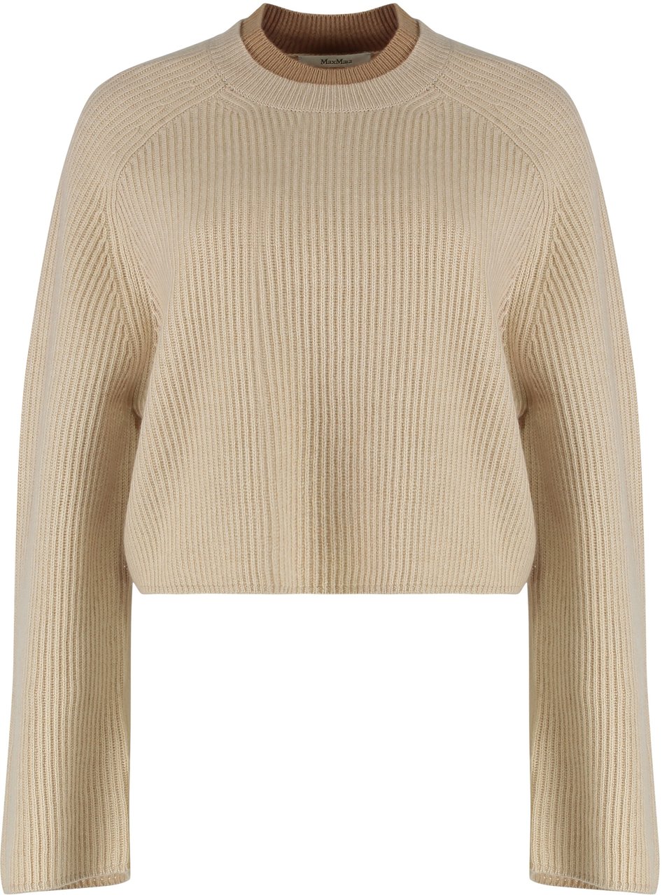 Max Mara Wool and cashmere jersey with a ribbed knit Beige