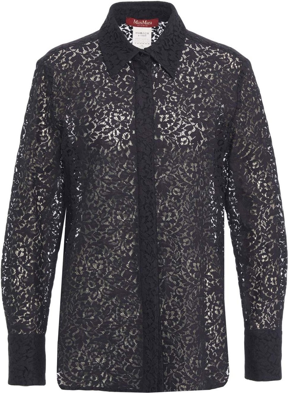 Max Mara Blouse with floral embroidery 'Gala' Blauw