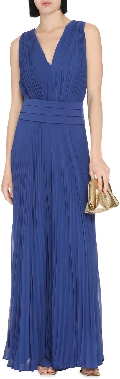 Max Mara Gennaro pleated jumpsuit Blauw