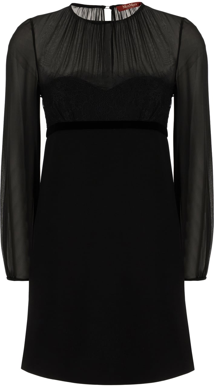 Max Mara Max Mara Studio Elegante Black silk and acetate blend dress Zwart