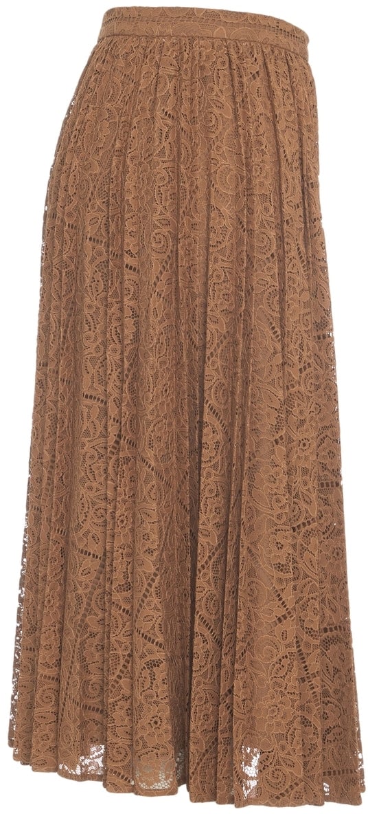 Max Mara Pleated Maxi Skirt 'Leandro' Beige