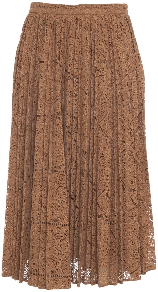 Max Mara Pleated Maxi Skirt 'Leandro' Beige