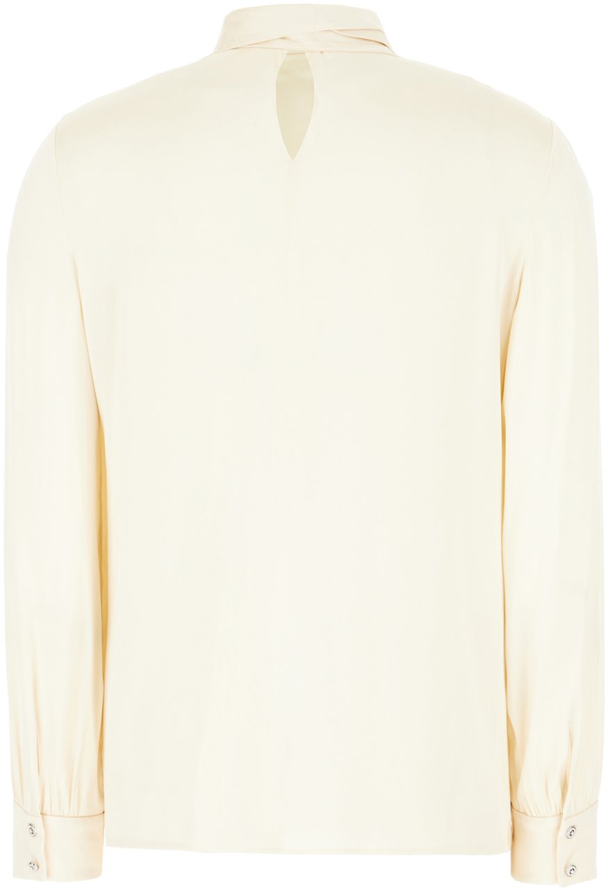 Max Mara Max Mara Studio Cream stretch silk blouse Neutraal
