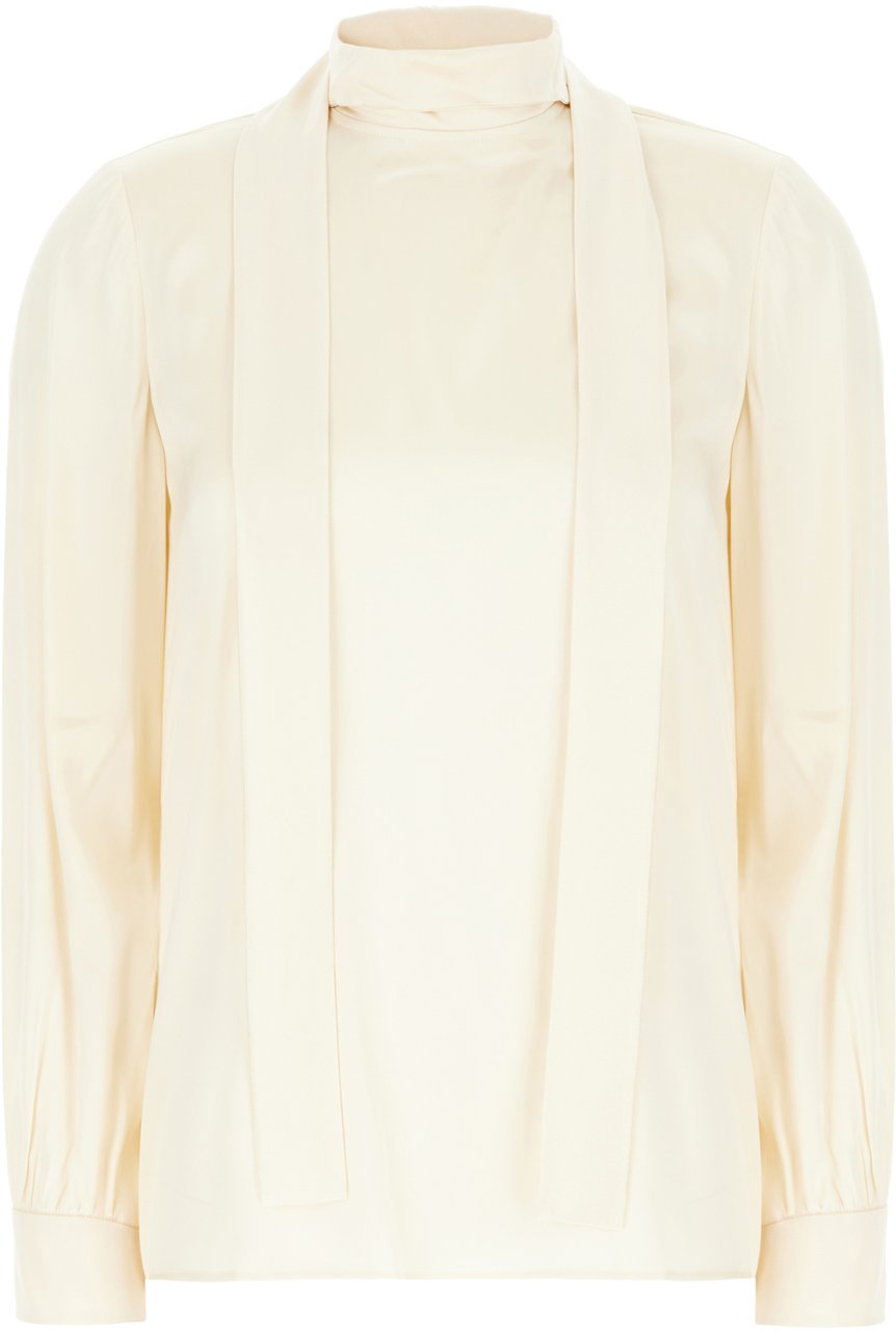 Max Mara Max Mara Studio Cream stretch silk blouse Neutraal