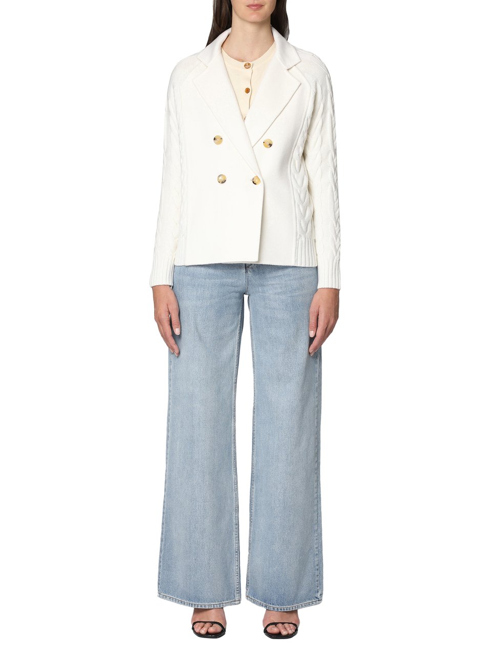 Max Mara Micio double-breasted wool jacket Wit