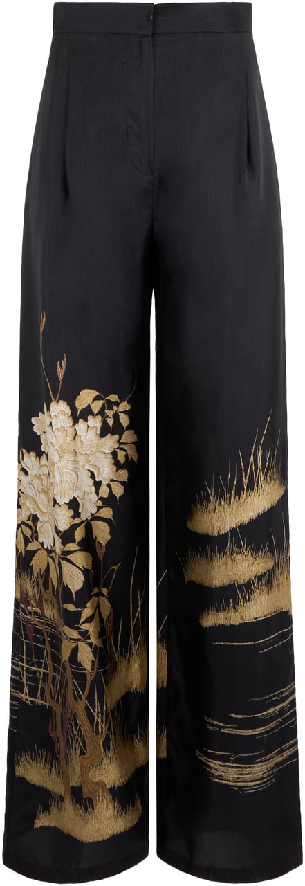 Max Mara Wide silk pants Zwart
