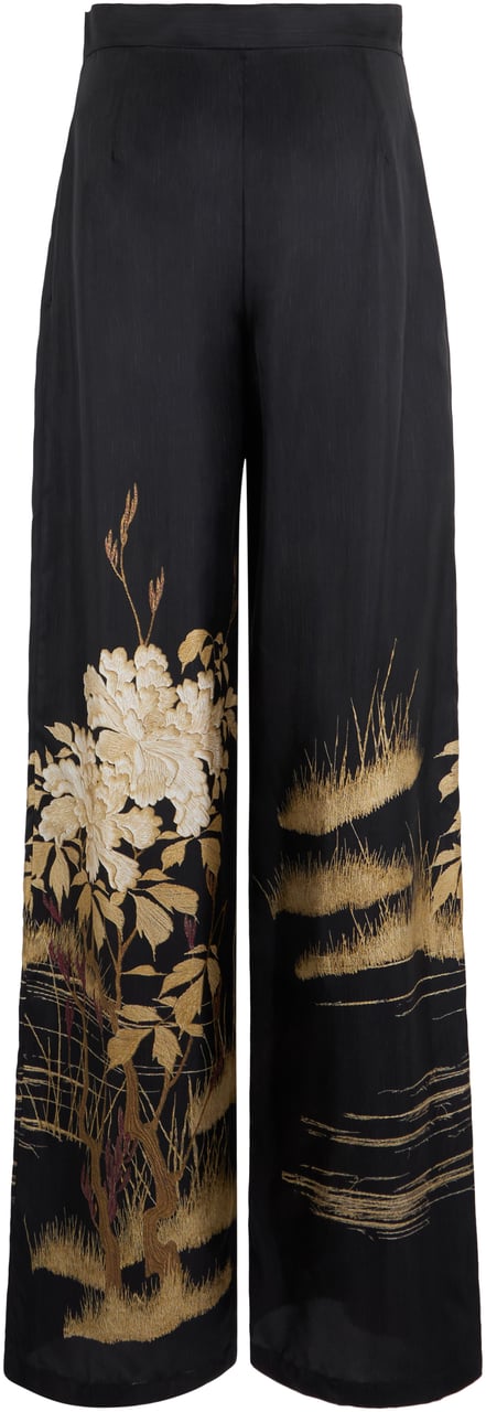 Max Mara Wide silk pants Zwart