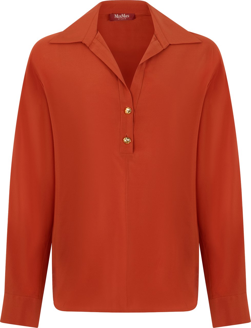 Max Mara Long Sleeve Shirt with V-neck Oranje