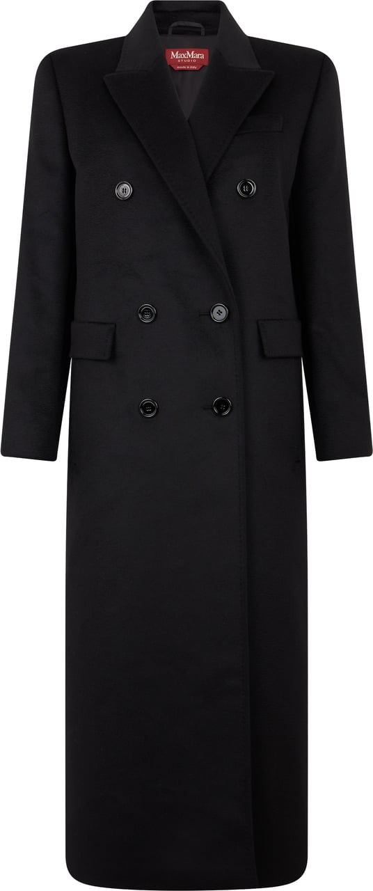 Max Mara Double-breasted coat in virgin wool Zwart