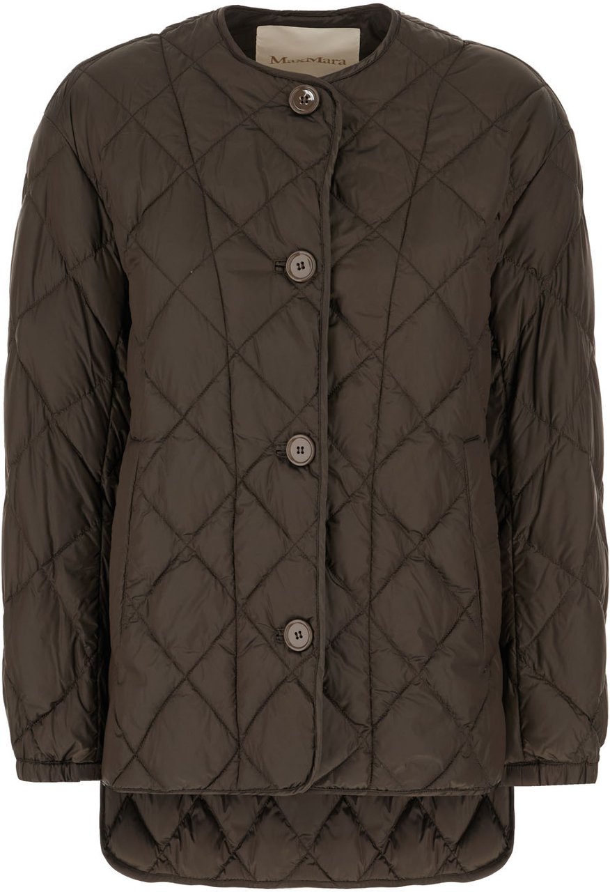 Max Mara Max Mara Cube Dark brown nylon down jacket Bruin