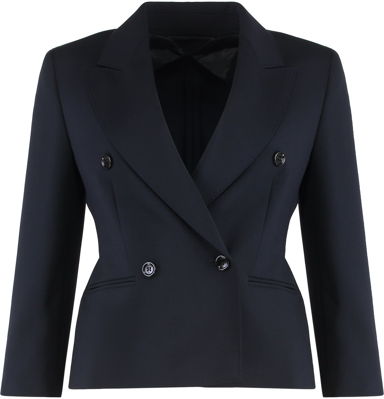 Max Mara Crop blazer in wool fabric Blauw