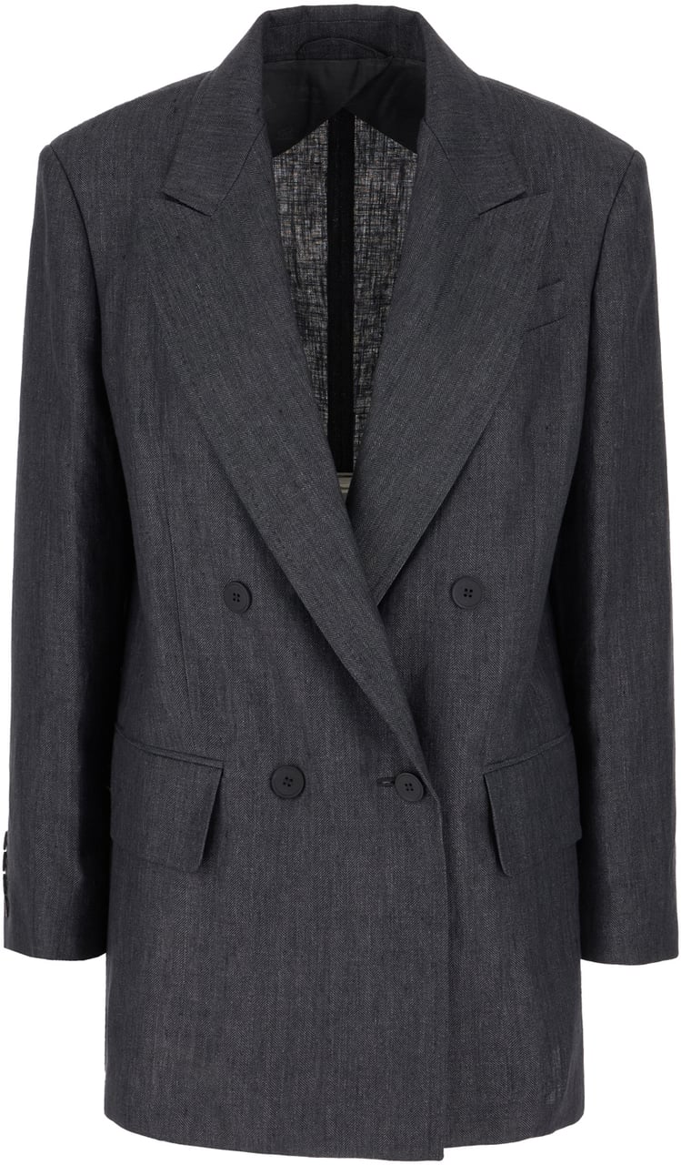 Max Mara Max Mara Charcoal linen blazer Zwart