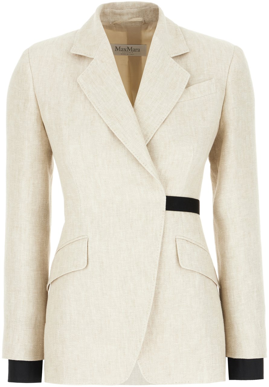 Max Mara Sand linen blazer Neutraal