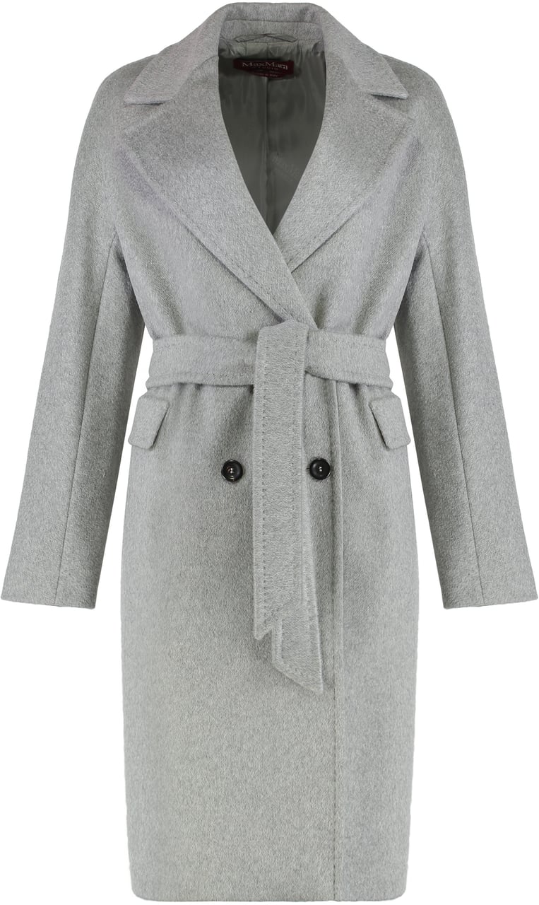 Max Mara Double-breasted coat in cashmere blend Grijs