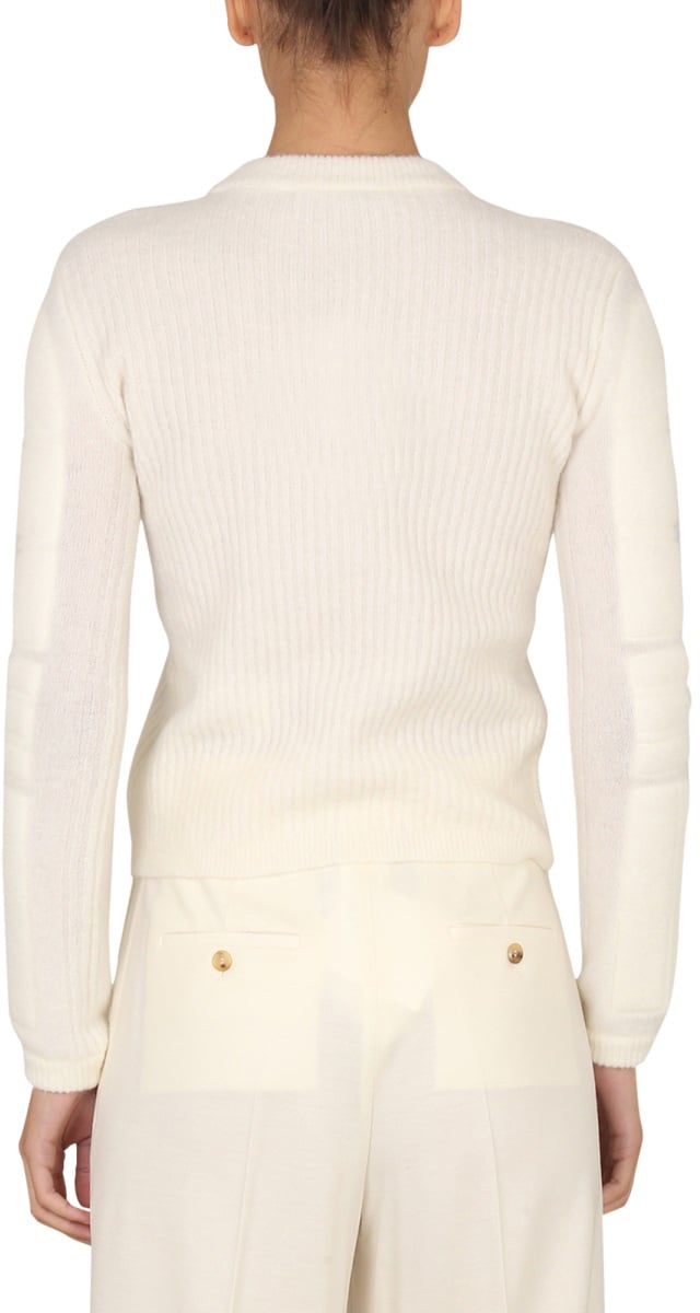 Max Mara Stretch Mohair Yarn Knit Sweater Neutraal